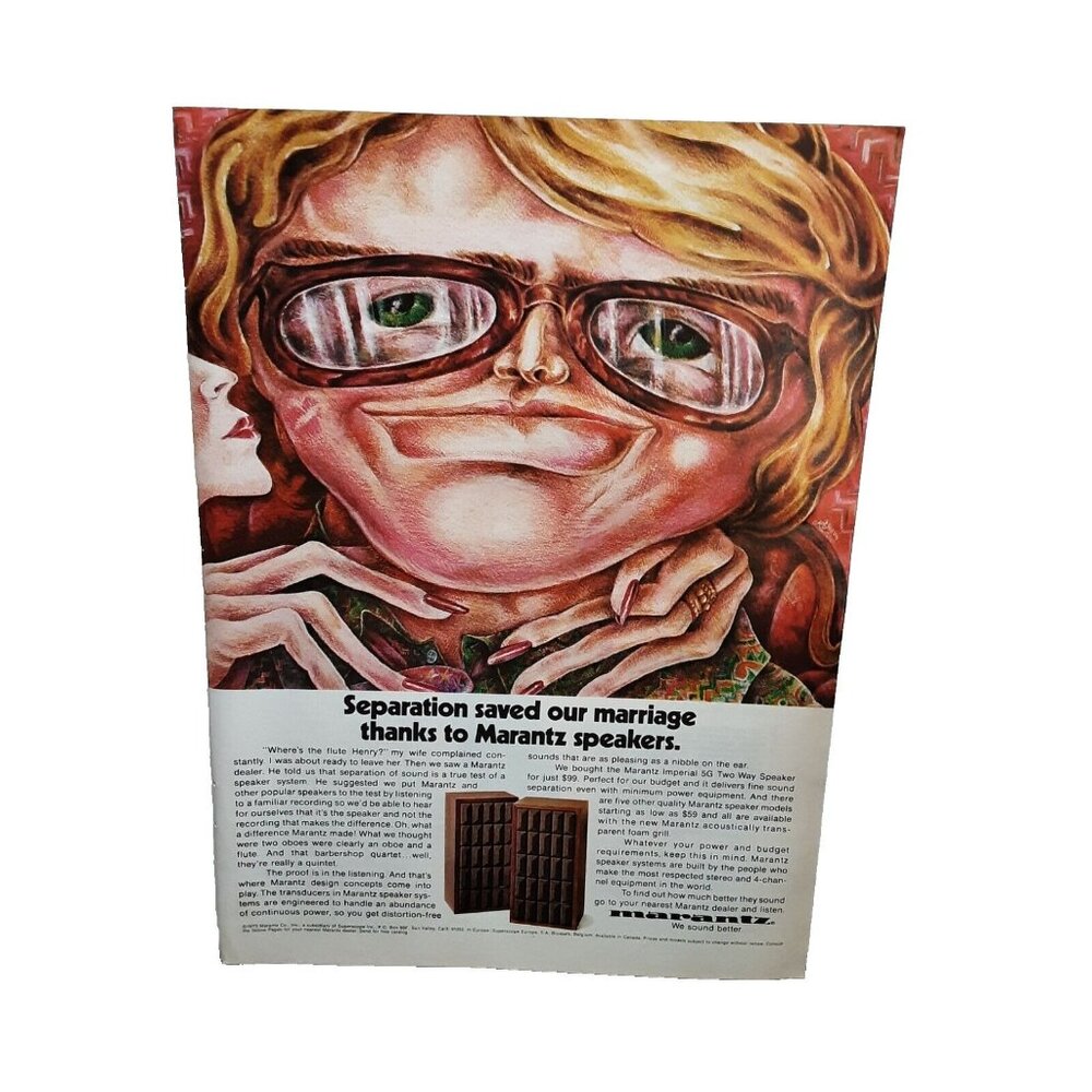 1974 Marantz Stereo Speakers We Sound Better Print Ad vintage 70s